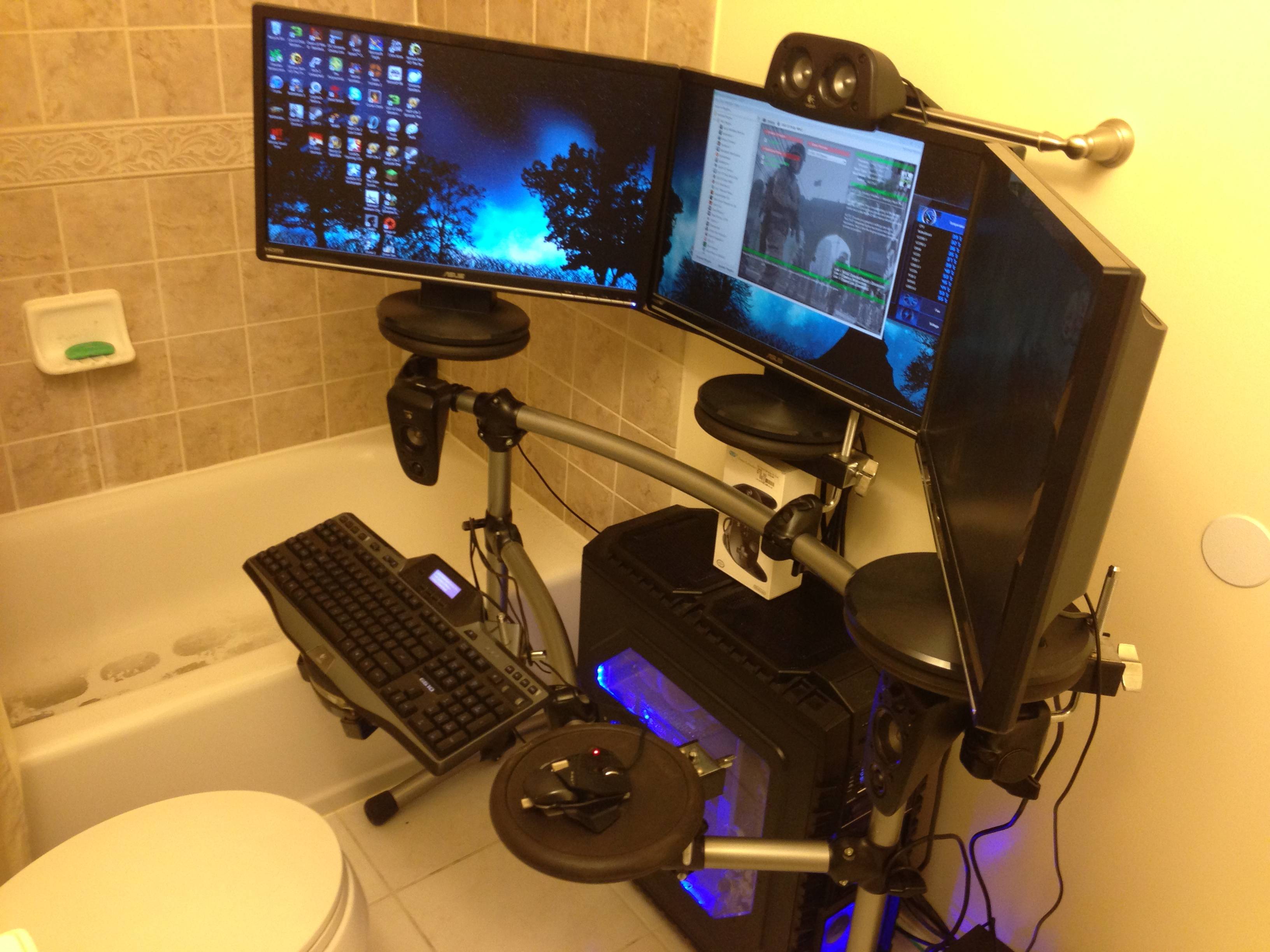 Gaming On Toilet - Computer Setup.